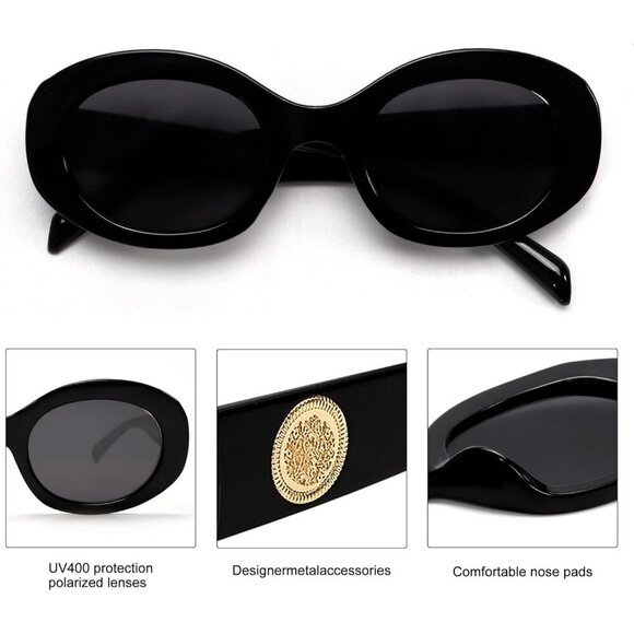 Retro Oval Sunglasses Women 90s Chunky Frame UV400 Protection Fashion Accessory